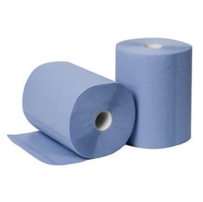 Putzpapierrolle 3lagig, blau recycling, 34 x 34 cm, 1000 Abrisse pro Rolle, verleimt, 1 Rolle/Pack